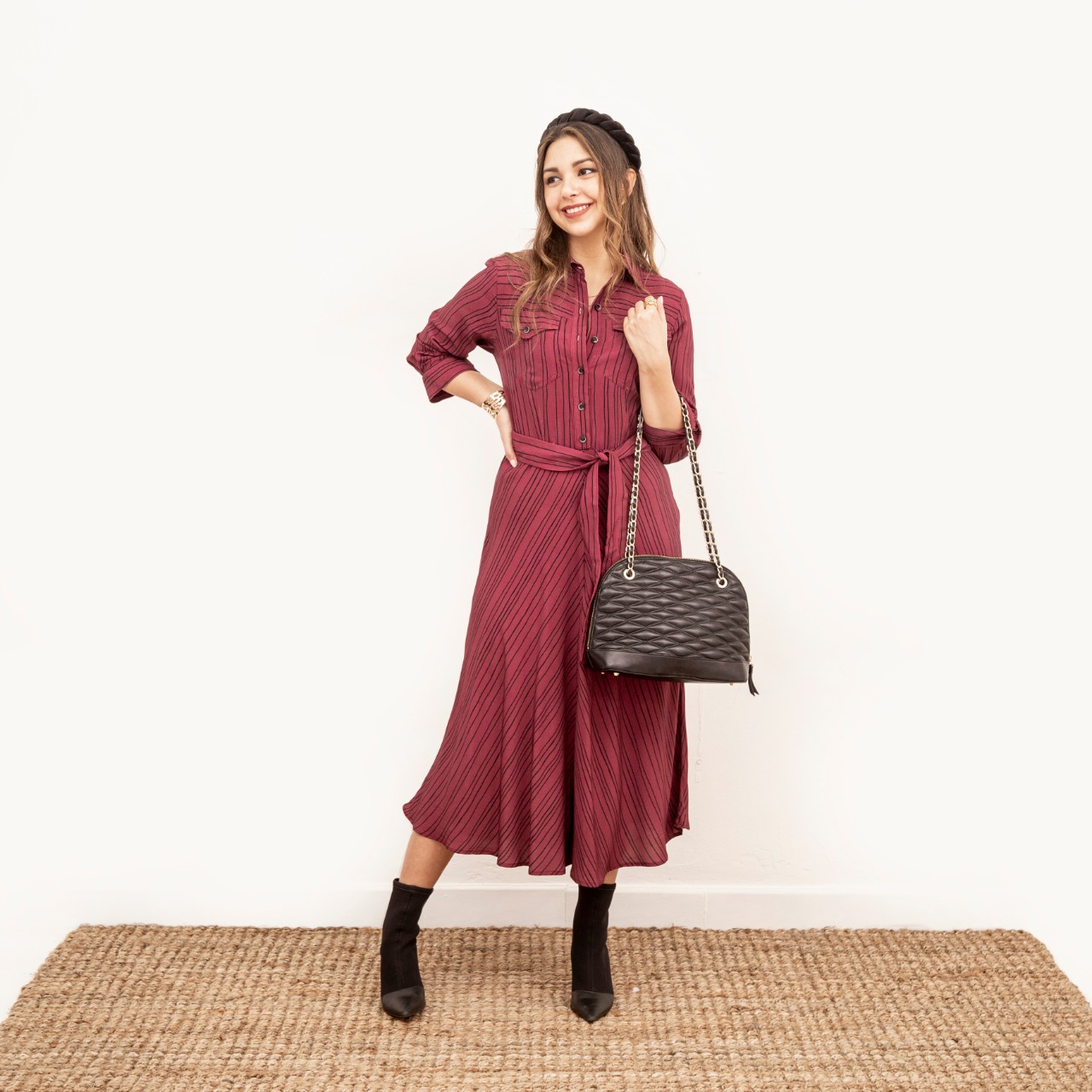 Vestido Camisero Chalis Rayas Cod. 7200116
