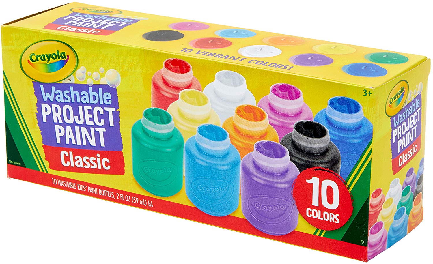 CRAYOLA Tempera 10 Colores Lavables p/ niños 59ml Ref. 2059