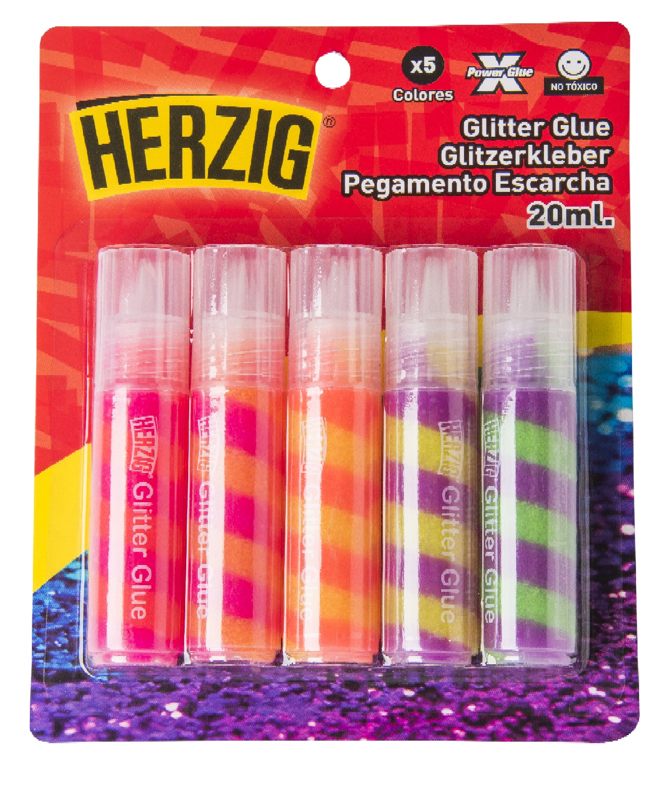 Glitter Glue 5 Colores Arco Iris 6UB