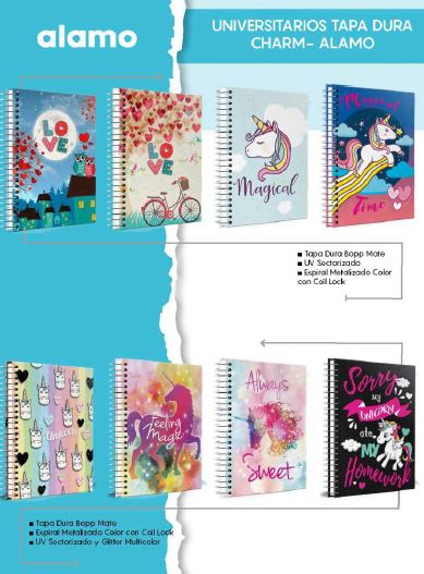 Cuaderno Univ. 96H Álamo T/D Charm - 1 Raya Unicornio