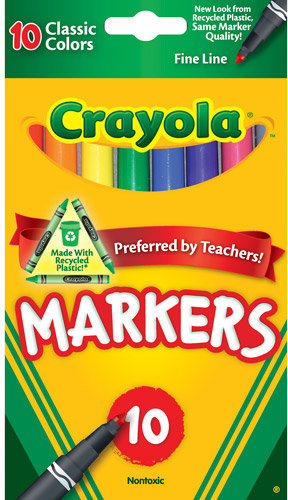 MARCADORES 10 COLORES FINOS - CRAYOLA