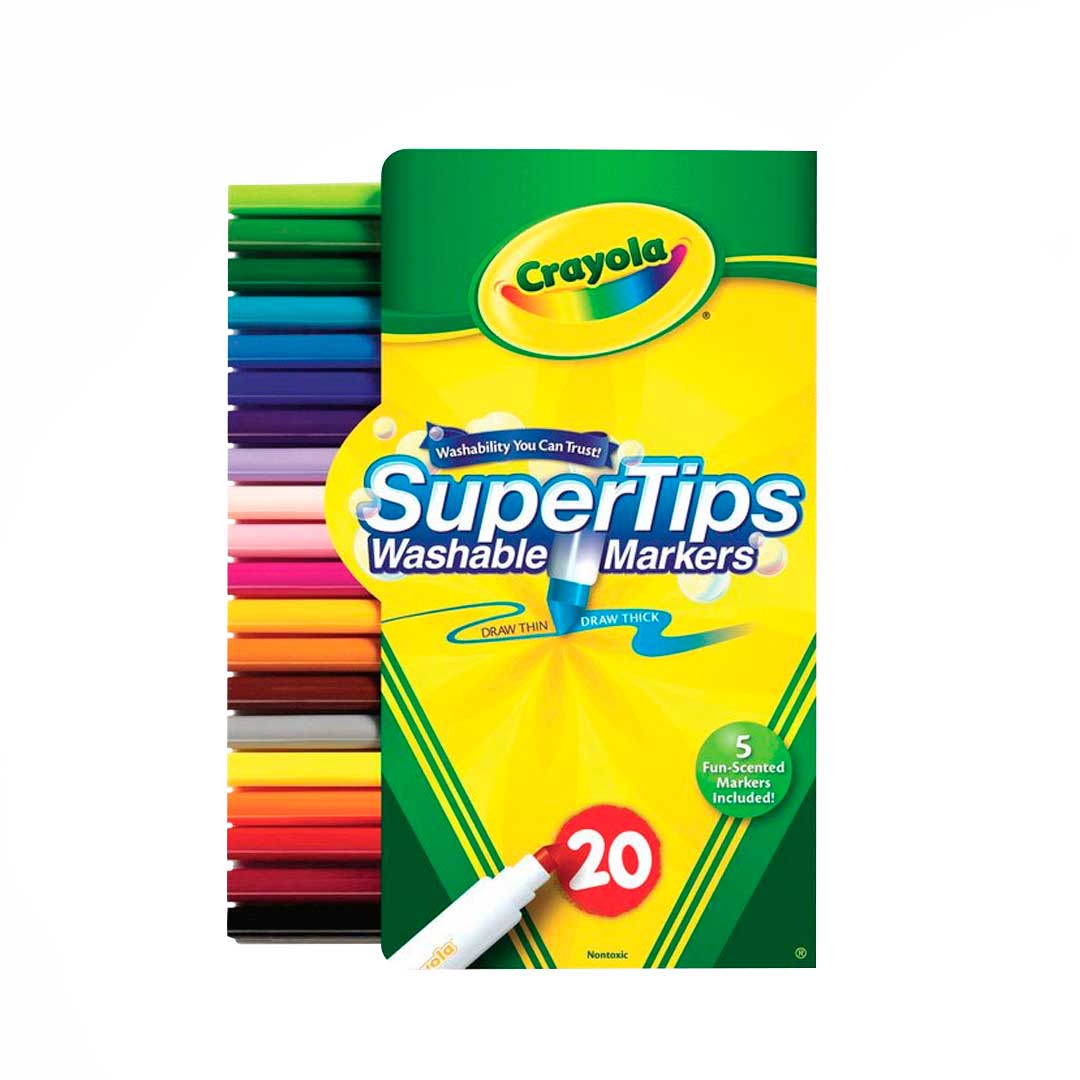 MARCADORES SUPER TIPS LAVABLES 20 COLORES - CRAYOLA