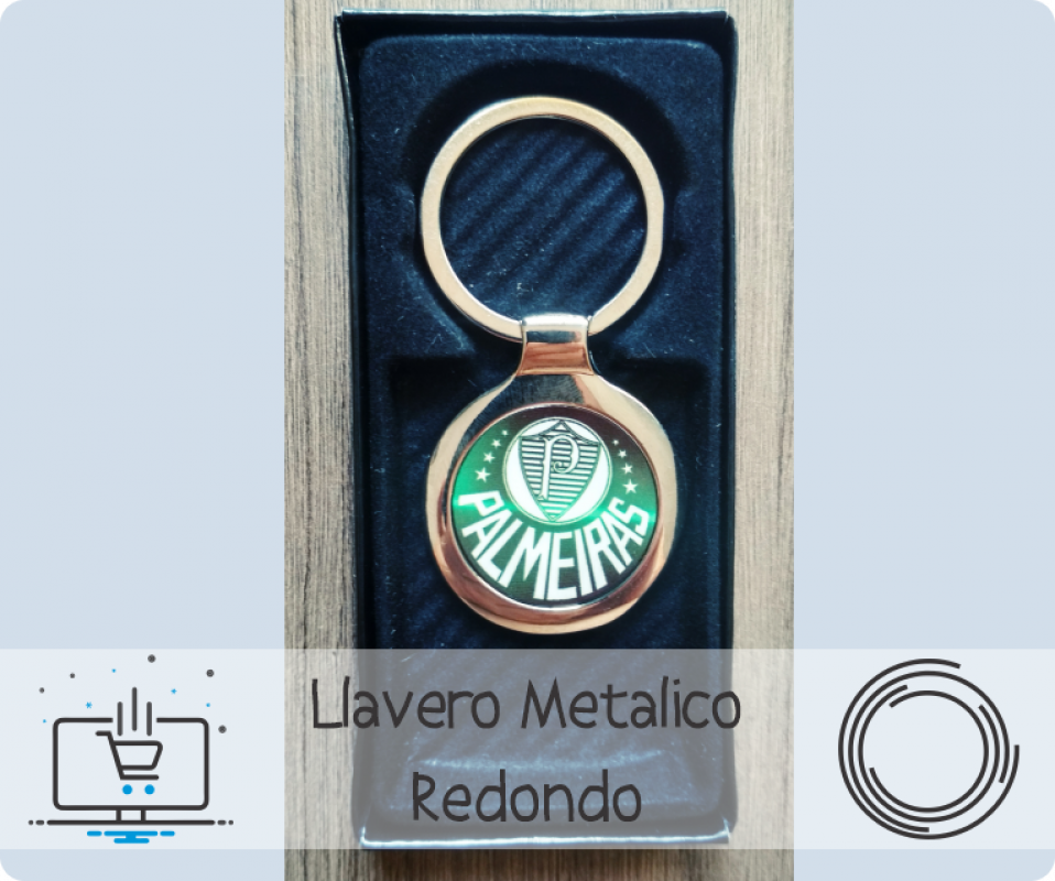 Llavero Metalico Redondo con Caja en Cartón