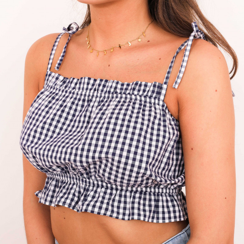 Crop Top Cuadrille Azul Cod.7210373-4