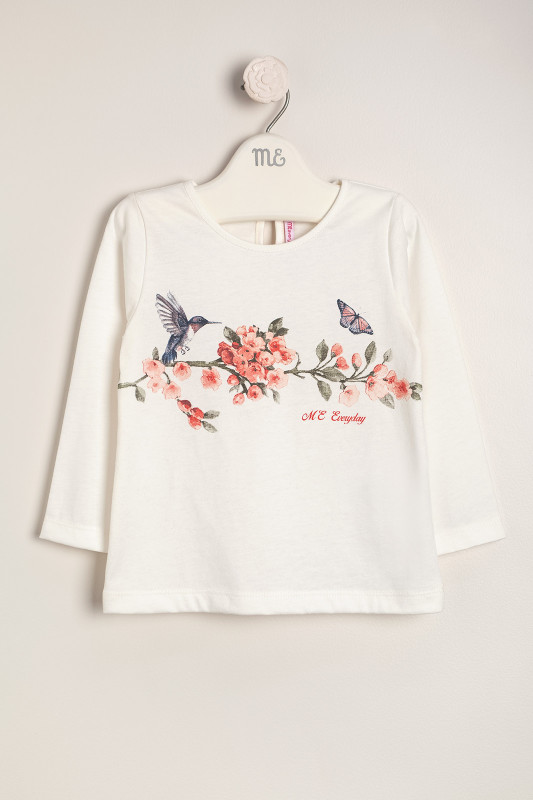 remera flores y colibri crudo