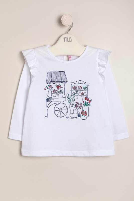 remera fleurs blanco