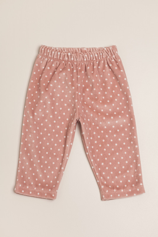 pantalon plush a lunares rosa