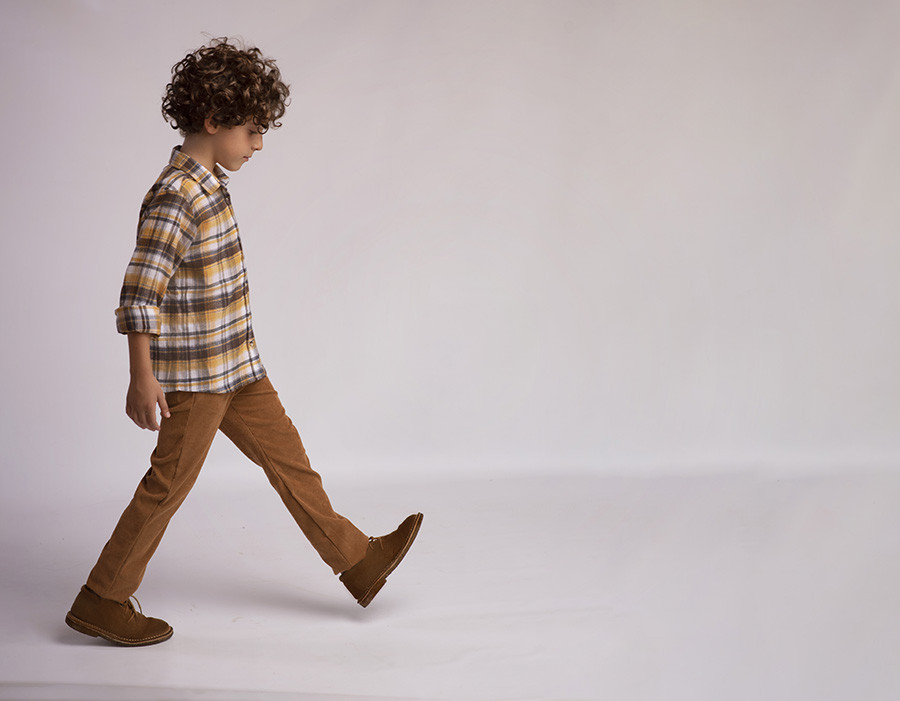 camisa escocesa beige