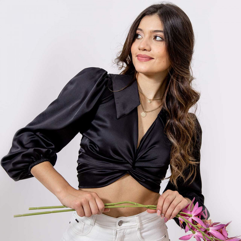 Camisa Crop Top Negro Cod. 7220264