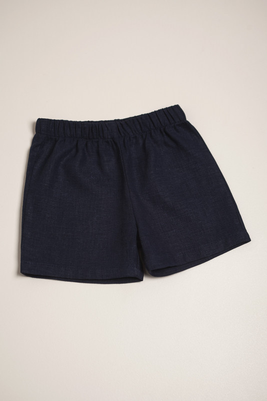 short de lino azul