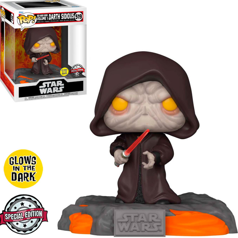 FUNKO POP STAR WARS RED SABER SERIES  DARTH SIDIOUS 519 *GLOWS* *SPECIAL EDITION*