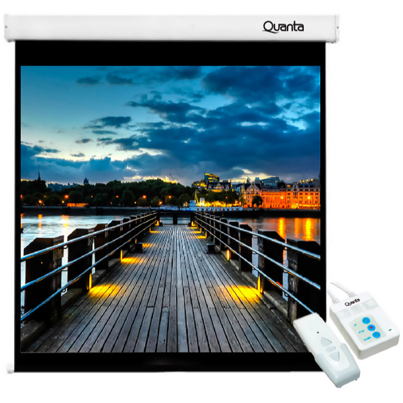 Pantalla de Proyección Eléctrica Quanta QTTLE100 de 100" con Control Remoto/220V - Blanco