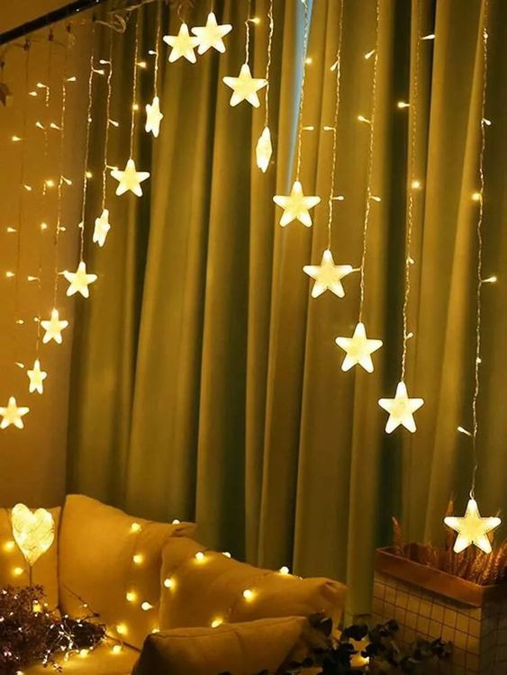 CORTINA DE LUCES LED CON ESTRELLAS