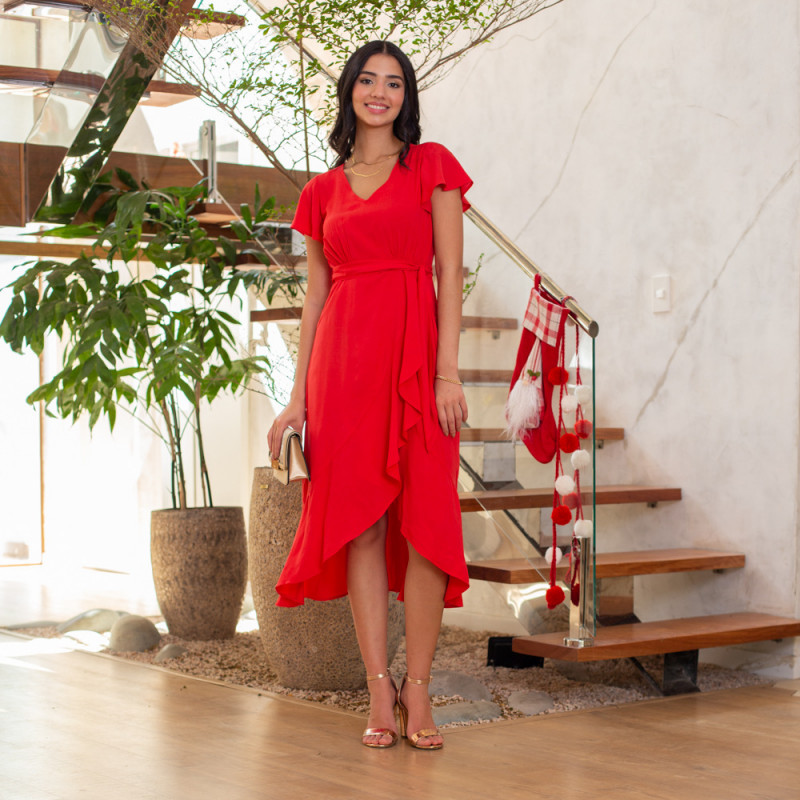 Vestido Wrap Rojo Cod. 7220428