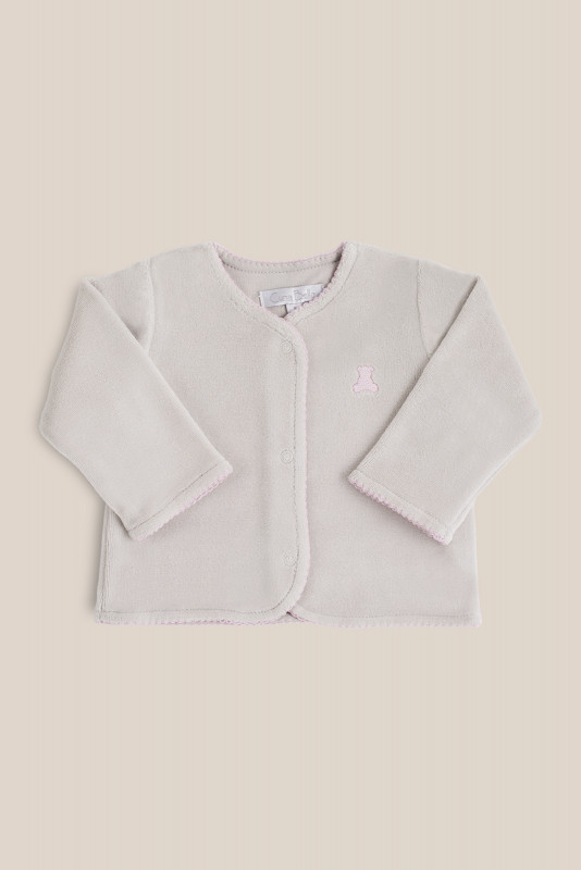 campera logo plush gris/rosa