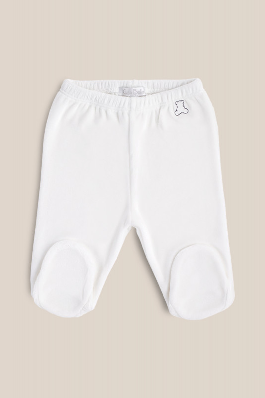 pantalon logo con pie plush blanco/az