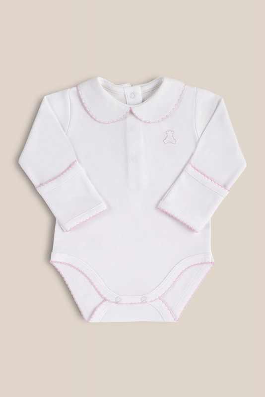 body cuello bebe ml blanco/rosa