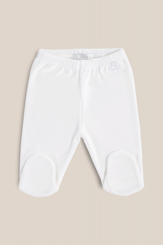 pantalon logo con pie plush blanco/cel