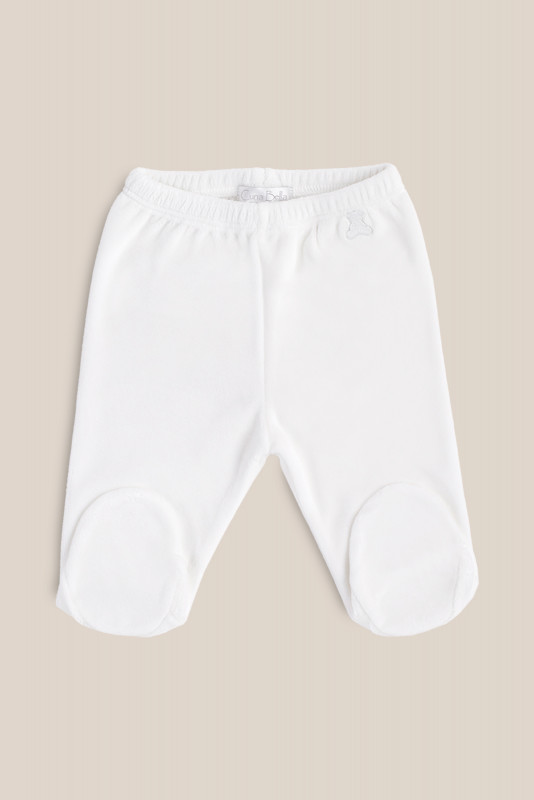 pantalon logo con pie plush blanco