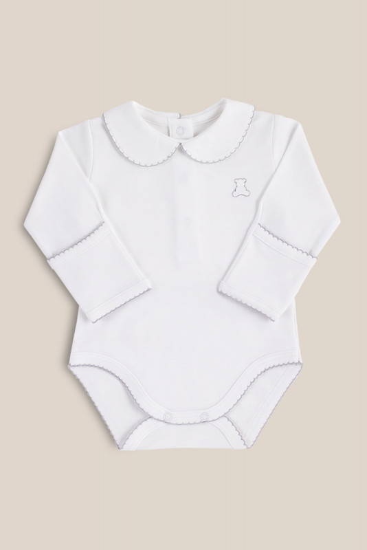 body cuello bebe ml blanco/gris