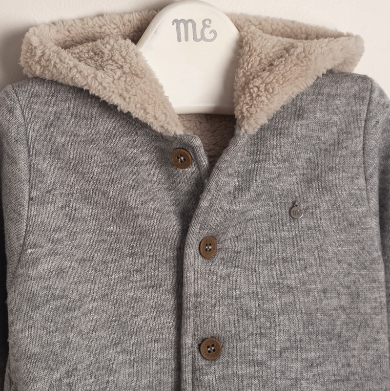 Campera forrada con bear piel gris