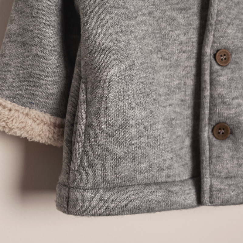 Campera forrada con bear piel gris