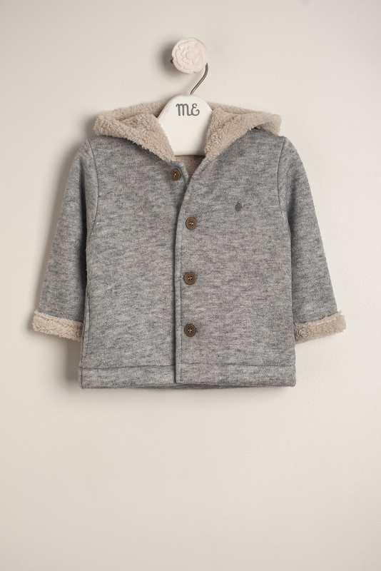 Campera forrada con bear piel gris