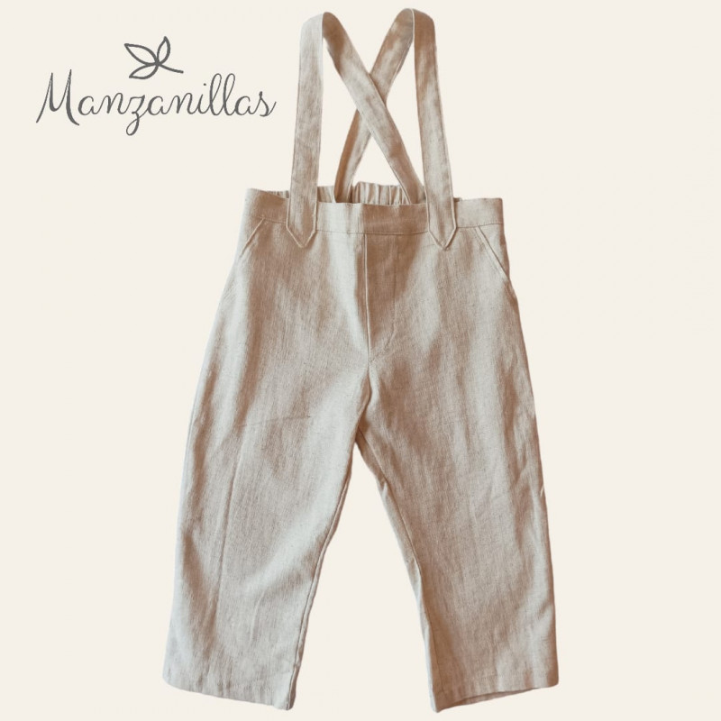 Pantalón c/ Tirantes Mariano Beige Lino 296