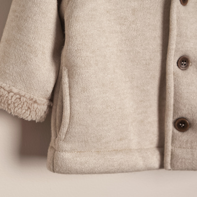 campera forrada con piel bear beige