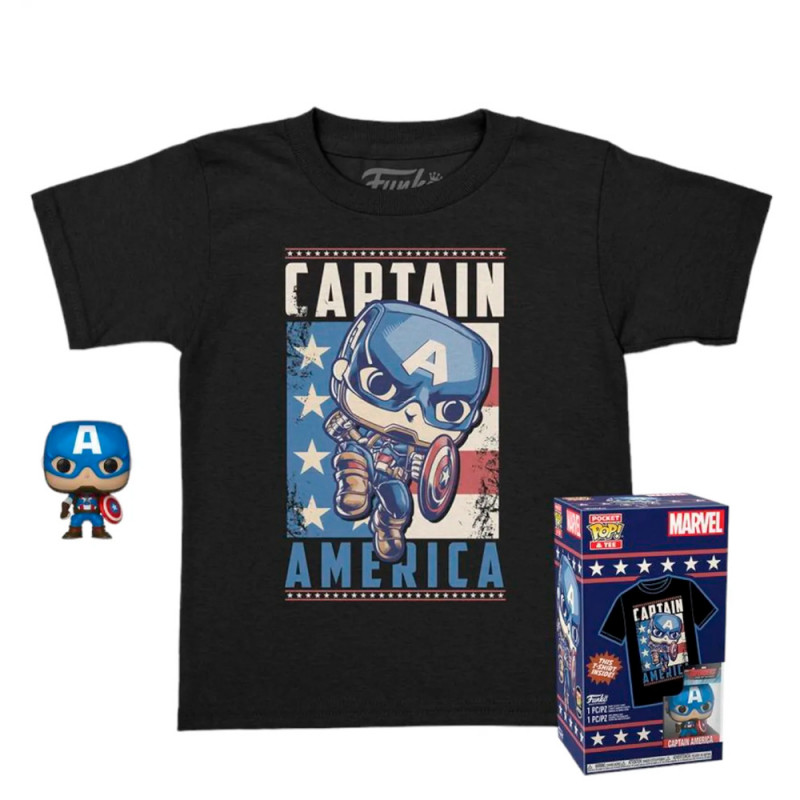 FUNKO TEES POCKET + TEE MARVEL CAPTAIN AMERICA (KIDS)