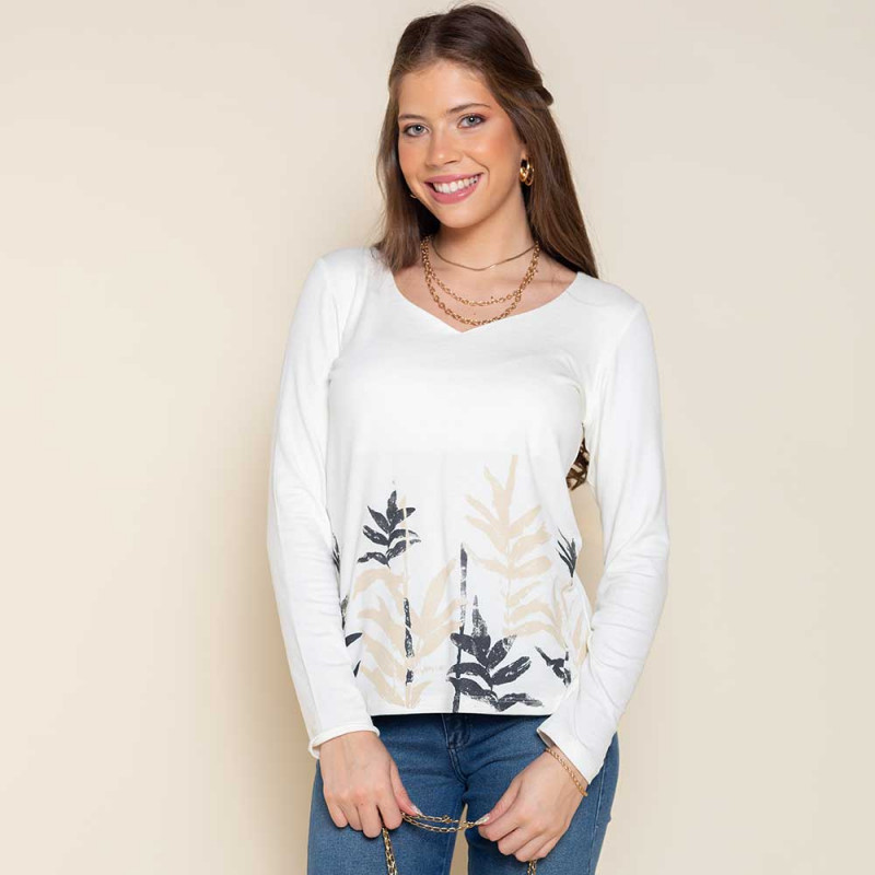 Blusa con Serigrafia Mangas Largas Cod. 223175