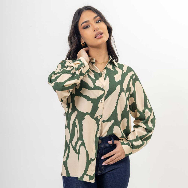 Camisa Oversize Estampada Mangas Largas Cod. 7230215