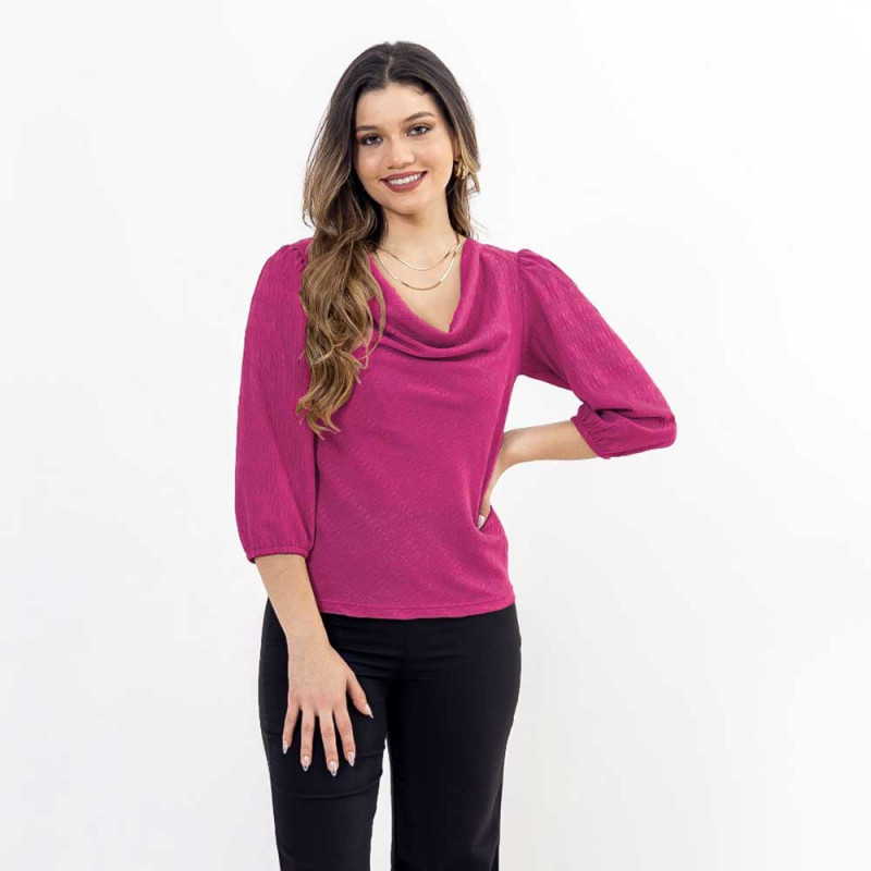 Blusa Mangas 3/4 Escote Volcado Cod. 223354
