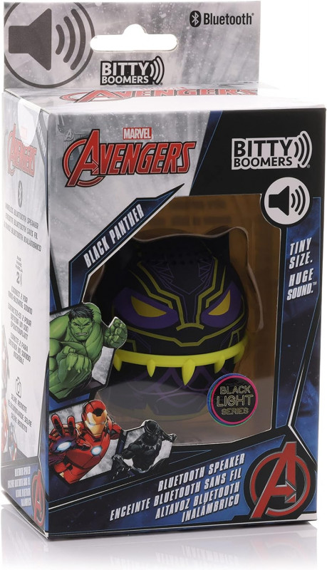 SPEAKER BITTY BOOMERS MARVEL - BLACK PANTHER BLACK LIGHT