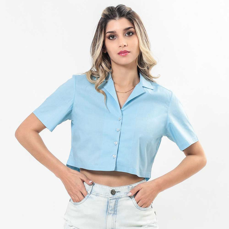 Camisa Cropped Mangas Cortas Cod. 7230503