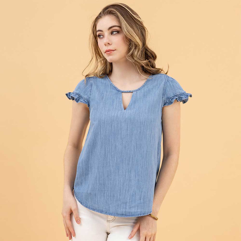 Blusa Jeans Volado en Manga Cod. 1230426