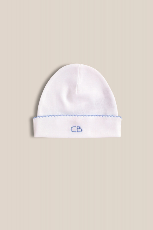 gorro basico blanco/celeste