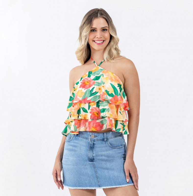 Blusa Con Volados Estampado Cod.223747