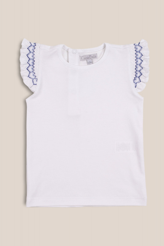 remera con manga smock rayas azul