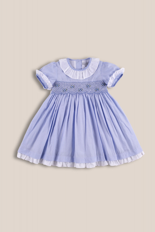 vestido smock rayas celeste