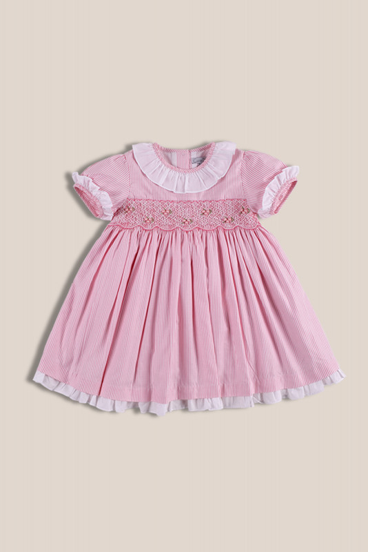 vestido smock rayas rosa