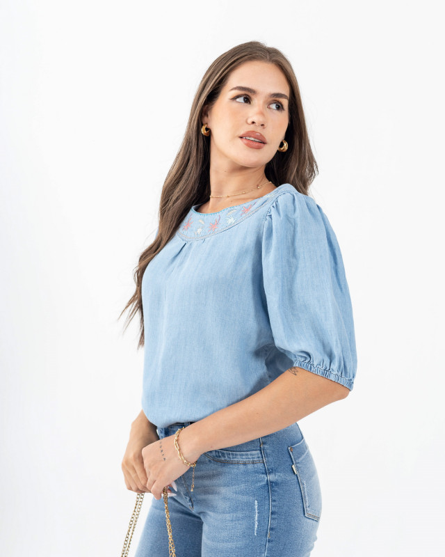 Blusa Jeans Bordada Cod. 1220418