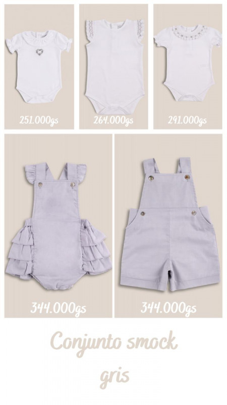 body con manga smock gris