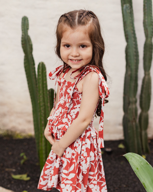 Vestido Camille Kids Floral Tangerine