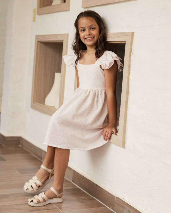 Vestido Adele Kids Pink Polkadots