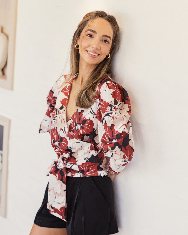 Blusa Caroline Floral Burgundy