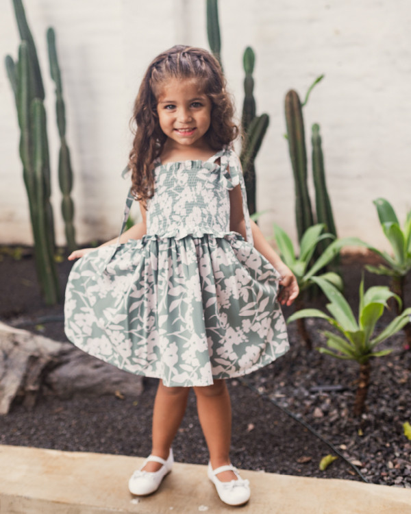 Vestido Camille Kids Floral Greenish