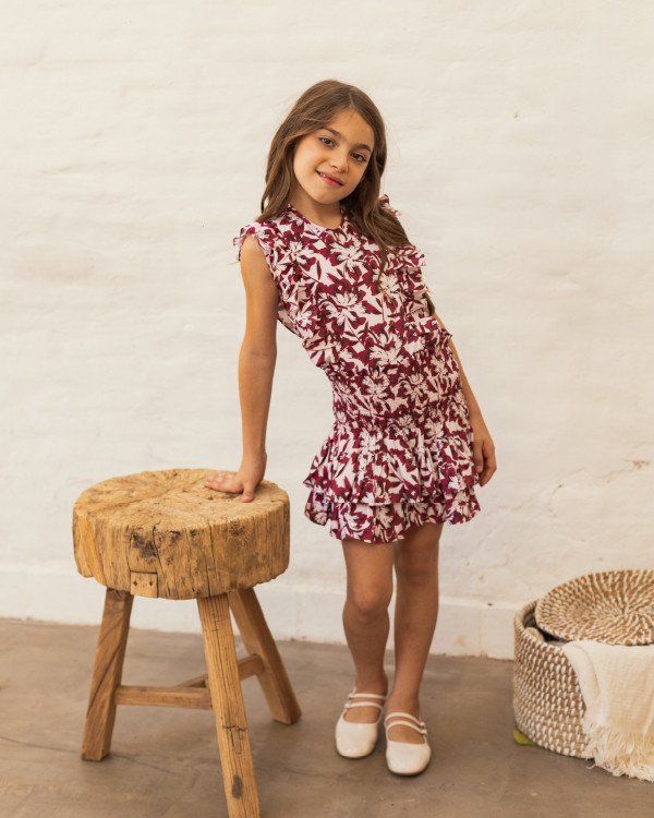 Falda Iconic Kids Vintage Floral Burgundy & Nude