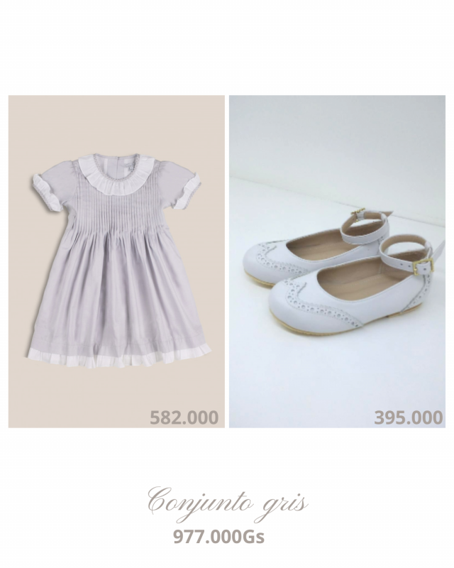 vestido con pliegues gris