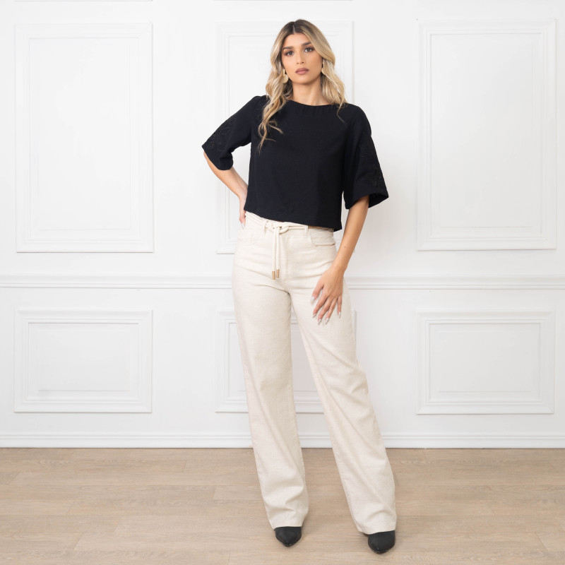 Pantalon Wide Leg Con Cinto Cod.1240121